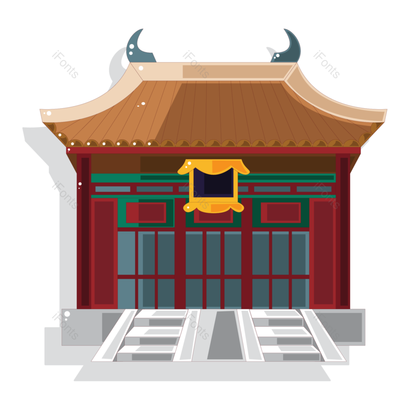 复古元素图片,房子元素,古建筑PNG,矢量元素免抠素材